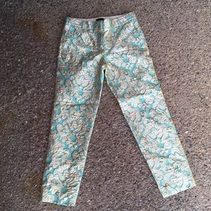 HOLIDAY J. Crew Mint and Gold *Fancy* Capris